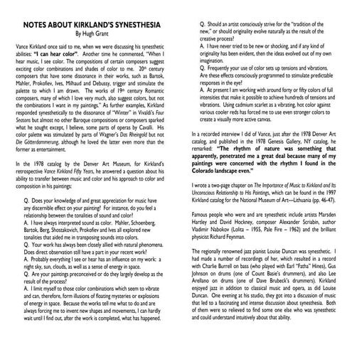 Vance Kirkland and Synethesia