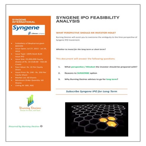 Syngene IPO feasibility analysis | PDF