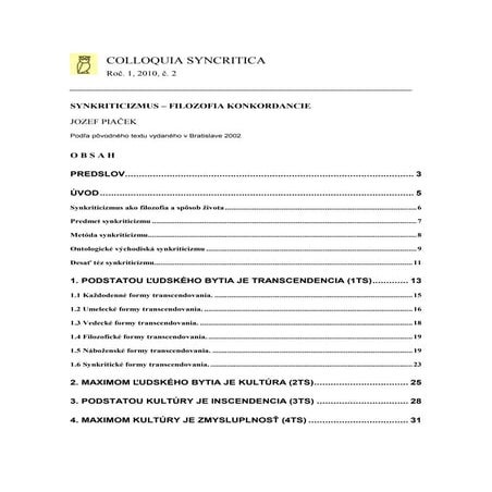 Synkriticizmus   filozofia konkordancie (2010)