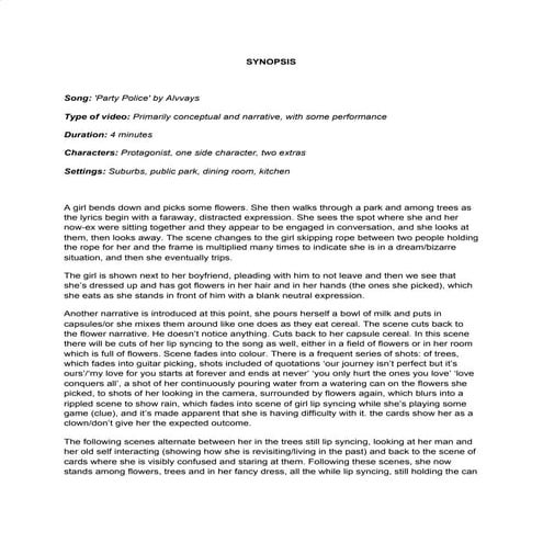 Script with Timings and Stop Motion | DOCX