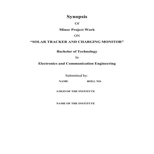 Synopsis of solar tracker and charging monitor