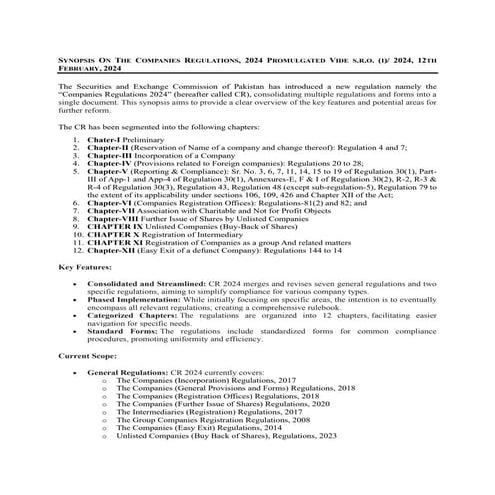 SYNOPSIS ON THE COMPANIES REGULATIONS, 2024 .pdf
