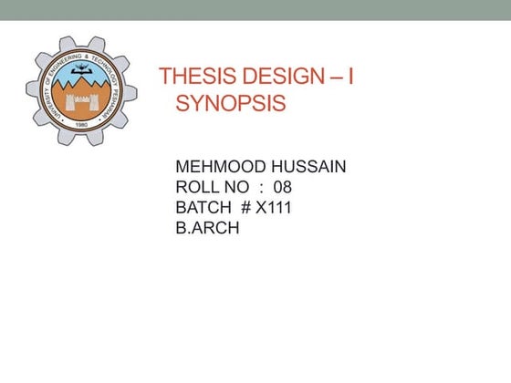 Thesis topic synopsis prese | PPT