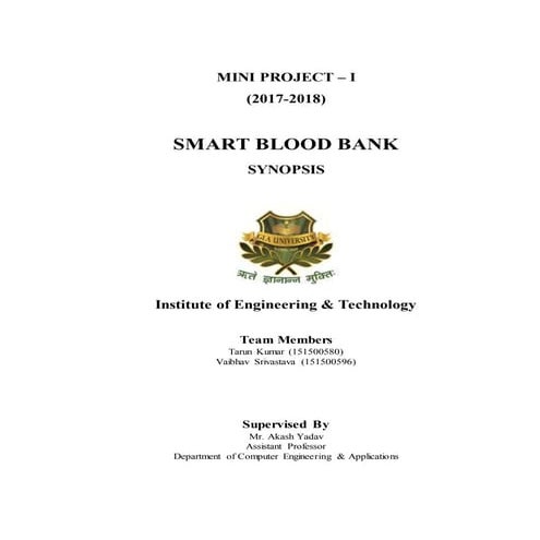 Synopsis of Blood Bank
