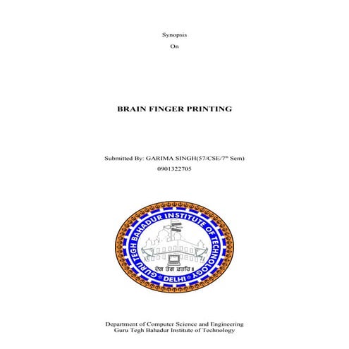 Synopsis Seminar Brain Finger Printing