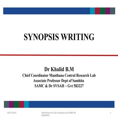 Synopsis Writing Made Easy for PG Scholars and PG Guides