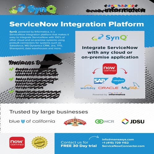 SynQ ServiceNow Integration Platform Datasheet