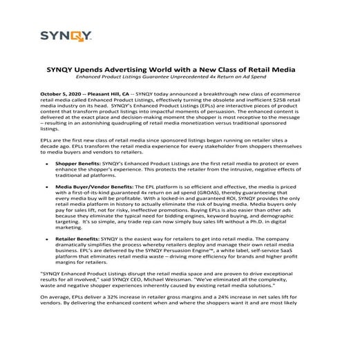 Synqy disrupts advertising with new class of retail media final