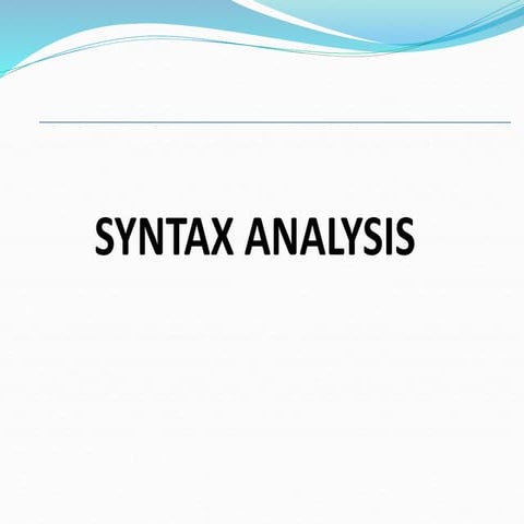 Syntax analysis | PPT