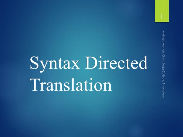 Syntax directed translation