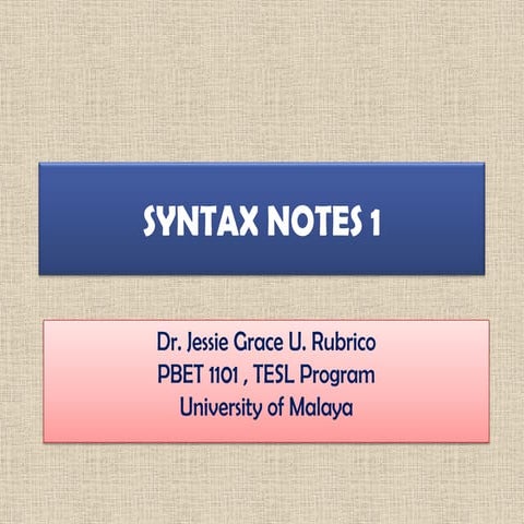 Syntax Notes