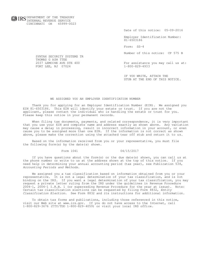 code confirmation n systems security Syntax irs trust confirmation
