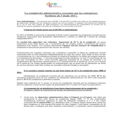 Synthese complexite entreprises 2011