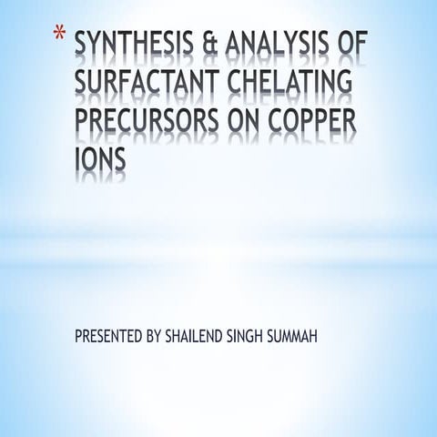 Synthesis &amp; analysis of surfactant chelating precursors on