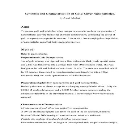 Synthesis and characterisation of gold silver nanoparticles. | PDF