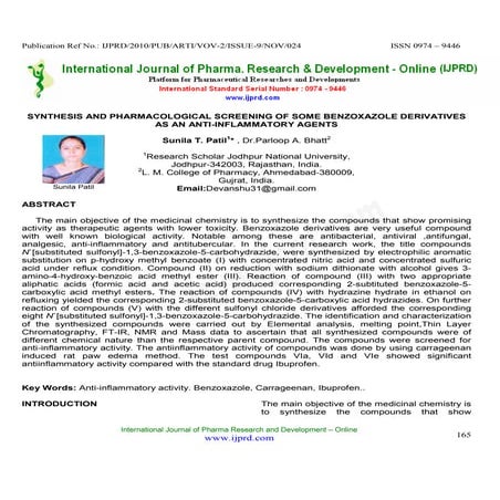 Synthesis and pharmacological screening of some benzoxazole derivatives as an...