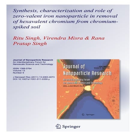 Synthesis, characterization and role of zero valent iron nanoparticle in remo...