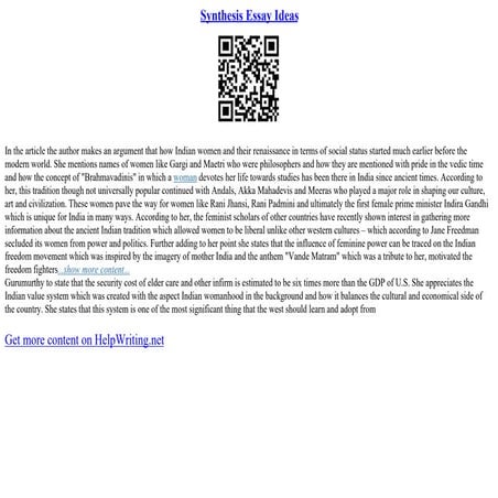 Synthesis Paper Sample | PDF