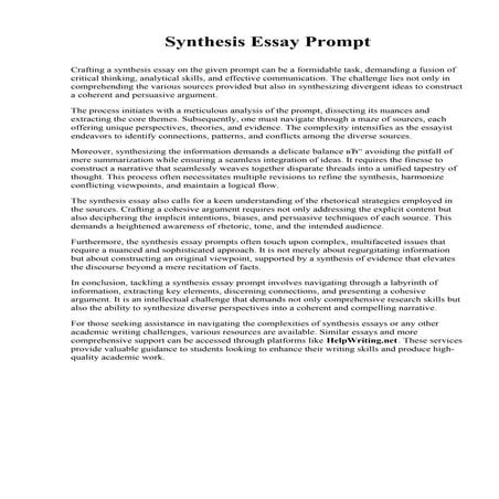 Synthesis Essay Prompt. University of New Orleans