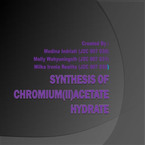 Synthesis of chromium(ii)acetate hydrate
