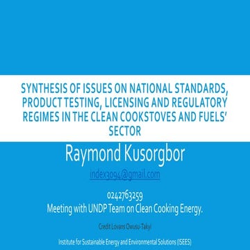 Synthesis of issues on National Standards, Product Testing, Licensing and Reg...