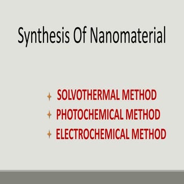 Synthesis of nanomaterials by arju