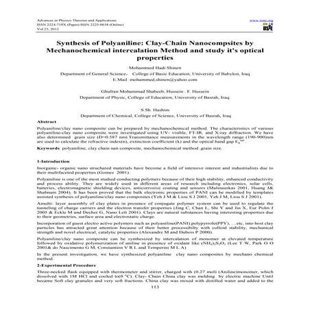 Synthesis and properties of Polyaniline | PDF