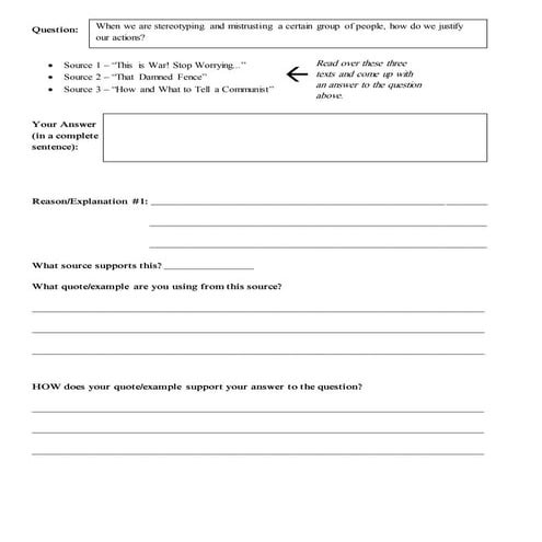 paragraph planning sheet
