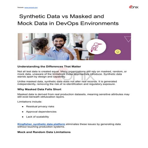 Synthetic Data vs Masked and Mock Data in DevOps Environments | PDF