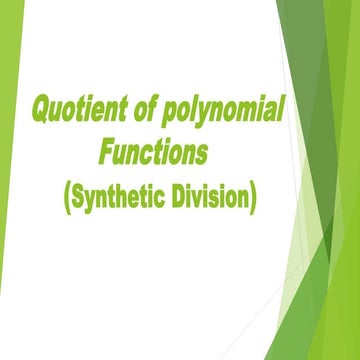 Quotient of polynomial using (Synthetic Division) and Zeros of Polynomial  Fu...