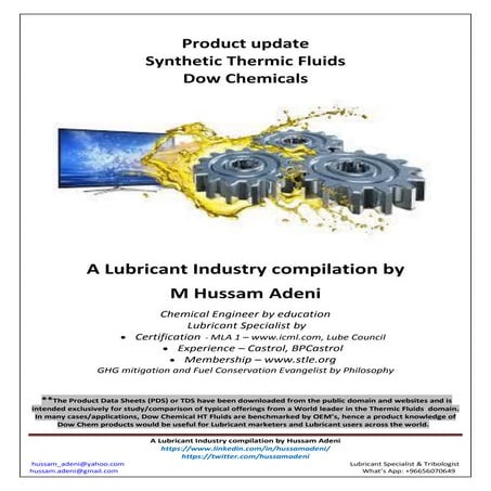 Synthetic thermic fluids from dow chemicals