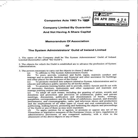 Sample Memorandum of Association | DOC