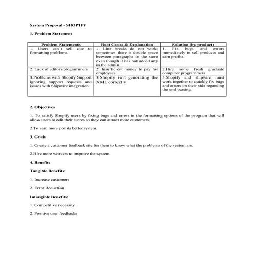 SYSANAL System Proposal