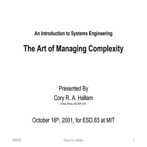 Managing Complexity Through Systems Engineering | PPT