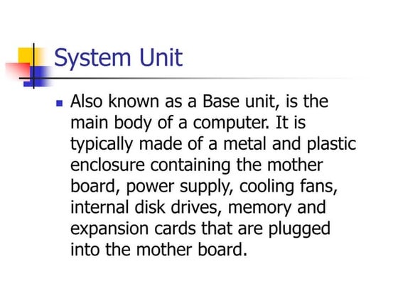 Parts of the system unit | PPT