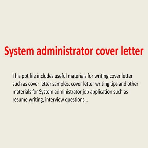 System administrator cover letter