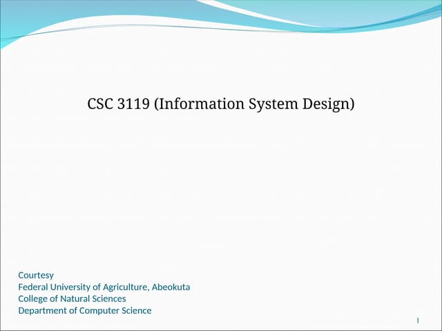 Information System  Analysis  and  Design.ppt
