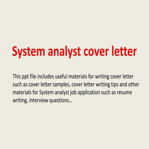 System analyst cover letter | PPT