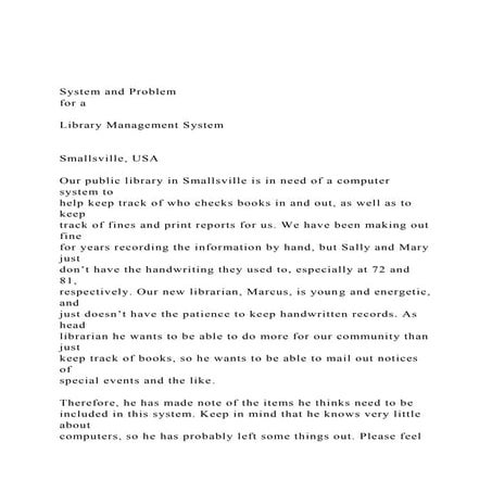 System and Problem for a  Library Management System  .docx