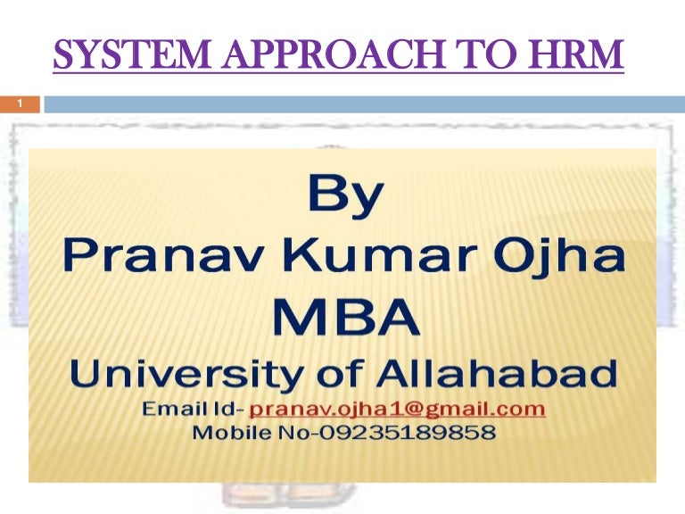 System approach to hrm