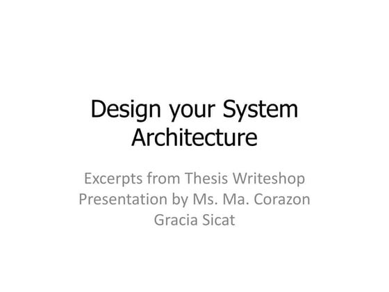 System architecture infosheet