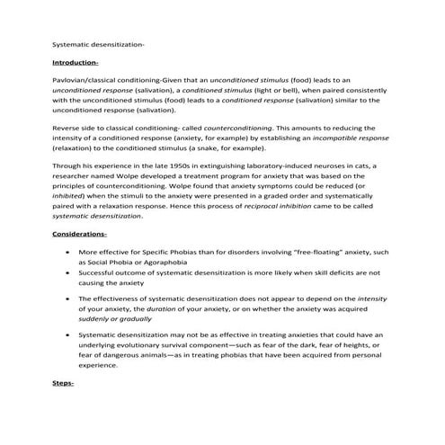 Systematic desensitization