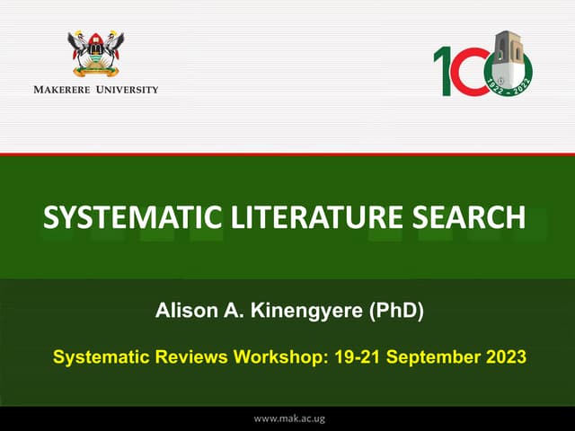 SYSTEMATIC LITERATURE SEARCH-Alison Kinengyere