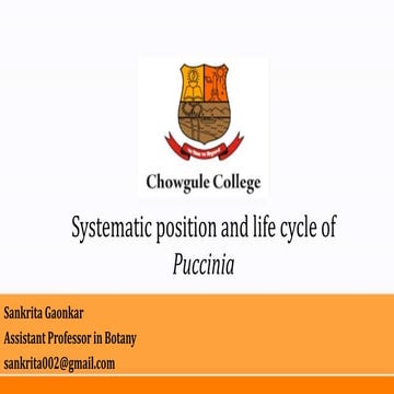 Systematic position and life cycle of puccinia