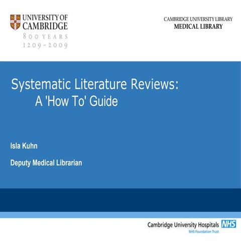 Systematic reviews - a "how to" guide