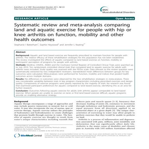 Systematic review and meta analysis comparing land and aquatic exercise ...