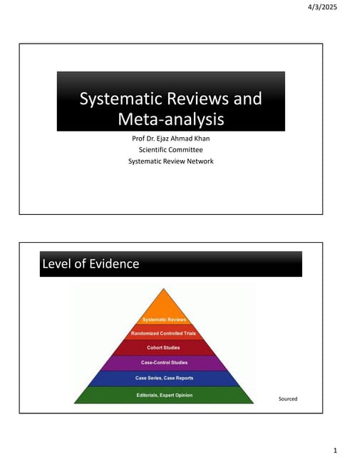 Introduction to Systematic Reviews - Prof Ejaz Khan