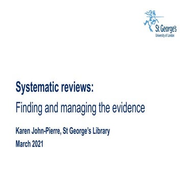 Systematic reviews finding the evidence powerpoint upload