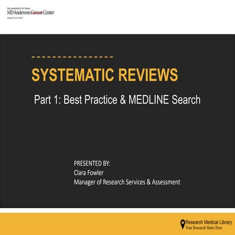 Systematic reviews searching part 1 2019