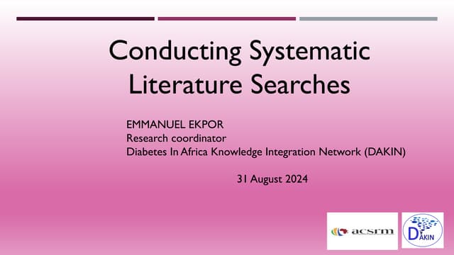 Systematic Literature Search - Emmanuel Ekpor
